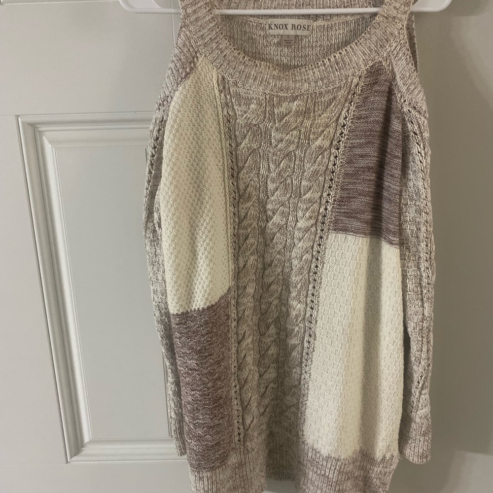 Knox Rose Off-the-Shoulder Sweater - Cream and Brown